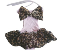 Maat 56 Monokini Zwempak roze tijgerprint strik dierenprint Baby en kind zwemkleding lichtroze