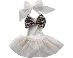 Maat 56 Zwempak badpak zwemkleding Grijs Luipaard print tulle rok  badkleding voor baby en kind zwem kleding panterprint