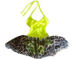 Maat 56 Zwempak badpak zwemkleding neon geel dierenprint fel gele badkleding  zwem  voor baby en kind panterprint kleding