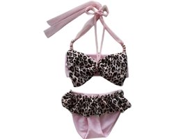 Maat 62 Bikini roze Panterprint Baby en kind zwemkleding roze met dierenprint