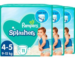 Pampers Splashers - Maat 4-5 - Voordeelverpakking 3 x 11 Wegwerpbare Zwemluiers