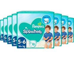 Pampers Splashers - Maat 5-6 (14+ kg) - Voordeelverpakking 8 x 10 Wegwerpbare Zwemluiers