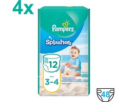 Pampers Splashers Zwemluiers Maat 3/4 - 4 x 12 Stuks Voordeelverpakking