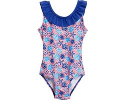 Playshoes Badpak Uv-werend Bloemen Blauw/roze Maat 74/80