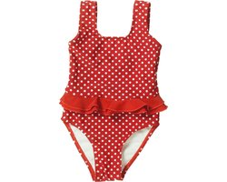 Playshoes UV badpak Kinderen Stippen/Ruches - Rood - Maat 86/92