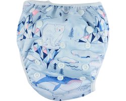 RAMBUX® - Zwemluier - Noordpool - Wasbaar & Verstelbaar - Zwembroek voor Zwembad - Zwemshort Baby & Peuter - 3-15 KG - 0-3 Jaar