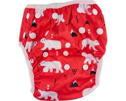 RAMBUX® - Zwemluier - Rode IJsbeer - Wasbaar & Verstelbaar - Zwembroek voor Zwembad - Zwemshort Baby & Peuter - 3-15 KG - 0-3 Jaar