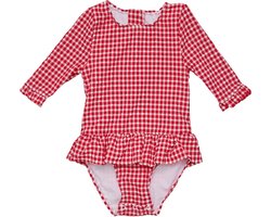 Snapper Rock - UV Zwempak voor baby's en meisjes - Lange mouw - Picnic Party - Rood - maat 2 (76-88cm)