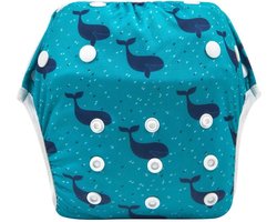 Zwemluier | Whale Blauw & Groen | Wasbaar baby 4.5 tot 15 kg