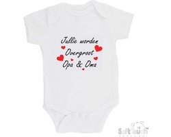 100% katoenen Romper "Jullie worden overgroot opa & oma" Unisex Katoen Wit/zwart/rood Maat 56/62 Zwangerschap aankondigen - Bekendmaking zwangerschap - Zwangerschapsaankondiging