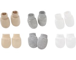 3-pack - Baby Newborn Krabwantjes en Slofjes - Beige Grijs Wit