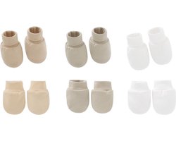 3-pack - Baby Newborn Krabwantjes en Slofjes - Beige Wit