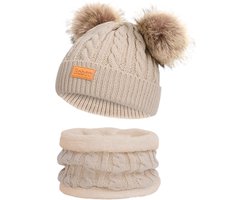 Baboo Baby Muts & Sjaal - Baby Kleding Jongens en Meisjes - Winter Kinderkleding - Beanie Kind - 0 tot 6 Jaar - Onesize - Beige