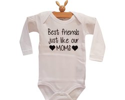 Baby romper met tekst-zwangerschap aankondiging vriendinnen mama Best friends just like our moms maat 50-56 wit lange mouw samen zwanger