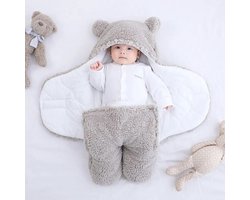 Baby - Slaapzak- Voetenzak - Grijs - 4 Seizoenen - 0 tot 3 maanden - Kinderwagen - Auto - Stoel - Teddy - Newborn - Schattig & zacht - Pasgeboren - Cadeau - Zwangerschapscadeau - Baby slaapkamer - Winter - Warm - Babynestje - Reizen