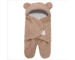 Baby voetenzak voor kinderwagen of auto stoel - Bruin - Slaapzak - Wrap - Teddy - Newborn - Schattig & zacht, 0-6 Maanden - Pasgeboren - Cadeau - Kado - Zwangerschapscadeau - Baby slaapkamer - Winter - Warm - Babynestje -Reizen