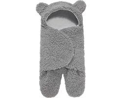 Babyslaapzak Teddy Grijs - Inbakerdoek - Lente/ Herfst - Newborn 0-2 maand