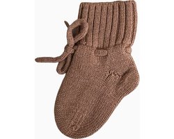 Babyslofjes - 100% Merino wol – bruin - slofjes voor je baby, dreumes en peuter voor jongens en meisjes - 6-12 Maanden (11,5cm) - schoenmaat 18-19