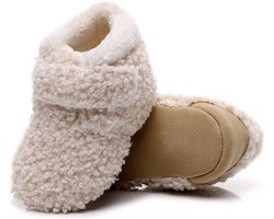 Babyslofjes met Antislipzolen - Zachte Pluche slofjes voor Meisjes en Jongens - Maat 20-21 - 13cm - Beige