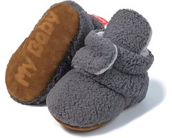 Babyslofjes - warme slofjes voor je baby - 12-18 maanden (13 cm) - schoenmaat 20-21 - donkergrijs