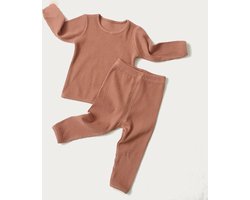 BonBini's pure Katoenen pyjama set Blush Pink - jongen meisje -  6 tot 9 maanden -  95% katoen 5% spandex