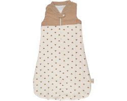 Honeybears Slaapzak – Slaapzak baby winter – Slaapzak met hydrofiel doekje - Baby slaapzak 70 cm – Beige met hartjes - 0-6 maanden – TOG 1.5