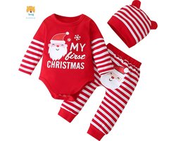 Kiddos Kerstpakje - My First Christmas - Kerst Outfit Baby en Peuter - 3-delig - Jongen en Meisje - 92