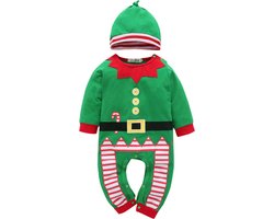 Last items: Baby kerstpakje/ romper kerstelf. Leuke verkleding voor uw kind/kleinkind/neefje/nichtje voor de winter en kerst. Maat 80, baby van 9 tot 12 maanden.