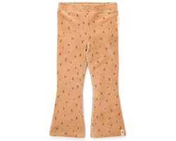 Little Dutch Broek Meisje - Maat 80 - Gebloemde Flared Broek - Kinderkleding Meisjes - Bruin - Katoen - Little Farm Almond Blooming Flower