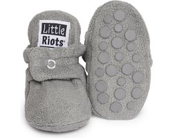 Little Riots - babyslofjes - antislip - fleece stepper - grijs - slofjes voor je baby, dreumes en peuter voor jongens en meisjes - 12-18 Maanden (13cm) - schoenmaat 20-21