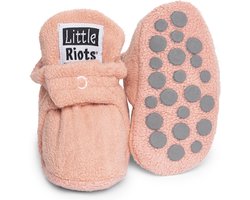 Little Riots - babyslofjes - antislip - fleece stepper - oud roze - slofjes voor je baby, dreumes en peuter voor jongens en meisjes - 6-12 Maanden (11,5cm) - schoenmaat 18-19