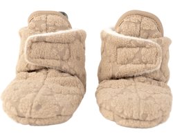 Lodger Antislip babyslofjes - Klittenband - Fleece - Winter - 6-12M - Beige