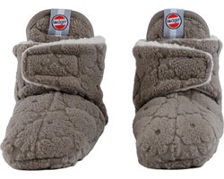 Lodger Antislip babyslofjes - Klittenband - Winter - Fleece - 6-12M - Bruin