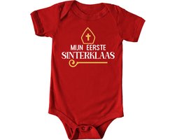 Mijn eerste Sinterklaas - Rompertje - Baby Romper rood - Babybugz - Maat 6-12 maanden