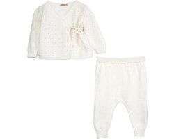 Minora Newborn Baby Kleding Set - Jongens en Meisjes - 2 Delig pakje - Winterbroek en trui-6/9 Maanden- Kraamcadeau - Babyshower-Newborn overalls winter- Wit