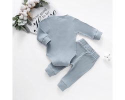 Newborn Kleding - Baby Kleding Meisje - Baby Kleding Jongens - Babykleertjes Set 2/delig 0-3 Maanden -Blauw