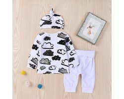 Newborn Kleding Set - Baby Kleding Meisje - Baby Kleding Jongens - Babykleertjes Set 3/delig 0-3 Maanden Wolk