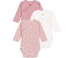 Petit Bateau Set van 3 katoenen overslagbody's met lange mouw voor baby's Meisjes Rompertje - Maat 56