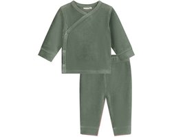 Prénatal baby pyjama rib velvet - Meisjes en Jongens - Dark Greenshade - Maat 56