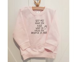 Shirt trui sweater tekst voor kind baby Aankondiging zwangerschap kusje broertje zusje Ik word grote zus roze | maat 86 zwanger geboorte cadeau zwangerschap aankondiging bekendmaking Baby big sis sister