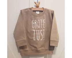 Sweater trui voor kind bekendmaking Big Sister - beige wit zand Maat 80 - Ik word grote zus - Zwanger - Geboorte - Gezinsuitbreiding - Aankondiging - Cadeau - Zwangerschapsaankondiging - Girl