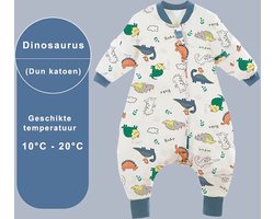 Winter Baby Slaapzak met Benen - Dinosaurus - Blauw - 3.5 TOG - baby height 100-110cm - Lange mouwen - Afneembare Mouw - Jumpsuit - Pajamas - Jongens - Kinderen - 2 jaar - Gift - Cadeau