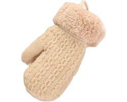 Wollen Winter Wantjes Meisjes met Koord - Beige - 3-18 mnd