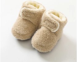 Ychee - Winter Fleece Baby Slofjes - Unisex - Anti Slip - Warm - Zacht - Knus - Winter - 0-6maanden - 11CM - Beige