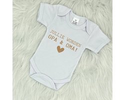 Zwangerschap aankondiging rompertje - Jullie worden OPA EN OMA! - Wit met goud - Geboorte - Grootouders - Zwanger - Pregnancy announcement - Pregnant - Romper - In verwachting - Baby op komst