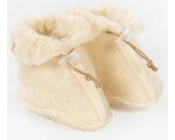 100% wollen baby slofjes - Beige - KiCo label - 0 tot 6 maanden