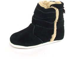 Aapie leren babyslofjes Winterboot Calgary - laarsjes - gevoerd - antislip - zwart - maat M