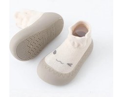 Anti-slip babyschoentjes - Soksloffen - Eerste loopschoentjes van Baby-Slofje - Cutie beige maat 22