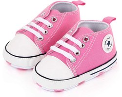 Baby Schoenen - Pasgeboren Babyschoenen - Eerste Baby Schoentjes 0-6 maanden - Zachte Zool Antislip - Baby slofjes 11cm - Roze