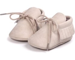 Baby Schoenen - Pasgeboren Babyschoenen - Zachte zool - Meisjes/Jongens - Eerste Baby Schoentjes - 0-6 maanden - Maat 18,19 - Baby slofjes 11,5cm - Beige